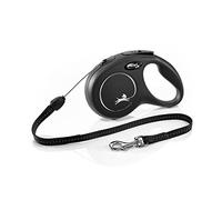 flexi® Classic S | Laisse rétractable à cordon de 8 m pour chiens jusqu'à 12 kg | Noir | laisse à enrouleur pour chien | Poids : 230 g | Dimensions : 10,3 x 16,8 cm