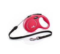 flexi® Classic S | Laisse rétractable à cordon de 8 m pour chiens jusqu'à 12 kg | Rouge | laisse à enrouleur pour chien | Poids : 230 g | Dimensions : 10,3 x 16,8 cm
