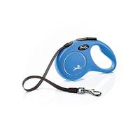 flexi® Classic S | Laisse rétractable à sangle de 5 m pour petits chiens jusqu'à 15 kg | Bleu | laisse à enrouleur pour chien | Poids : 200 g | Dimensions : 10 x 16,5 cm