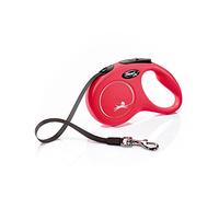 flexi® Classic S | Laisse rétractable à sangle de 5 m pour petits chiens jusqu'à 15 kg | Rouge | laisse à enrouleur pour chien | Poids : 200 g | Dimensions : 10 x 16,5 cm