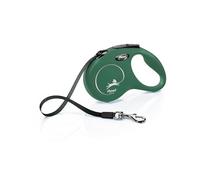 Flexi Laisse à enrouleur Classic S Sangle 5 m Vert olive pour chien jusqu'à 15 kg