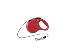 flexi® Classic XS | Laisse rétractable à cordon de 3 m pour petits chiens jusqu'à 8 kg | Format de poche | poignée à 3 doigts | Rouge | Laisse à enrouleur | Poids : 100 g | Dimensions : 8,2 x 13 cm