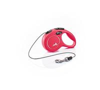 flexi® Classic XS | Laisse rétractable à cordon de 3 m pour petits chiens jusqu'à 8 kg | Format de poche | poignée à 3 doigts | Rouge | Laisse à enrouleur | Poids : 100 g | Dimensions : 8,2 x 13 cm
