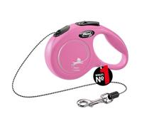flexi® Classic XS | Laisse rétractable à cordon de 3 m pour petits chiens jusqu'à 8 kg | Format de poche | poignée à 3 doigts | Pink | Laisse à enrouleur | Poids : 100 g | Dimensions : 8,2 x 13 cm