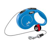 flexi® Classic XS | Laisse rétractable à cordon de 3 m pour petits chiens jusqu'à 8 kg | Format de poche | poignée à 3 doigts | Bleu | Laisse à enrouleur | Poids : 100 g | Dimensions : 8,2 x 13 cm
