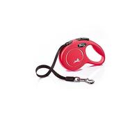 flexi® Classic XS | Laisse rétractable à sangle de 3 m pour petits chiens jusqu'à 12 kg | Format de poche | poignée à 3 doigts | Rouge | Laisse à enrouleur | Poids : 110 g | Dimensions : 8,2 x 13 cm