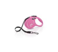 flexi® Classic XS | Laisse rétractable à sangle de 3 m pour petits chiens jusqu'à 12 kg | Format de poche | poignée à 3 doigts | Pink | Laisse à enrouleur | Poids : 110 g | Dimensions : 8,2 x 13 cm