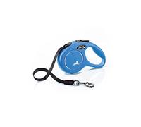 flexi® Classic XS | Laisse rétractable à sangle de 3 m pour petits chiens jusqu'à 12 kg | Format de poche | poignée à 3 doigts | Bleu | Laisse à enrouleur | Poids : 110 g | Dimensions : 8,2 x 13 cm
