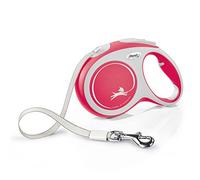 Flexi Laisse New Comfort - Sangle résistante, guidage perfectionné, poignée réglable - Rouge L 5m