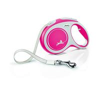 Flexi Comfort Laisse Enrouleur Sangle 5 m Chien 60 kg, Rouge, L | poignée réglable soft-touch, frein débrayable une main, bouton stop-and-go, mousqueton solide, made in Germany