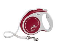 flexi Comfort Plus M Laisse Enrouleur Chien Moyen 5 m, 25 kg, Rouge | Sangle robuste 5 m · Poignée ajustable · Frein à bouton · Chien jusqu'à 25 kg · Made in Germany