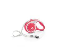 Flexi® Comfort XS | Laisse rétractable à Sangle de 3 m pour Petits Chiens jusqu'à 12 kg | Format de Poche | poignée à 3 Doigts | Rouge | Laisse à Enrouleur | Poids : 130 g | Dimensions : 8,2 x 13 cm