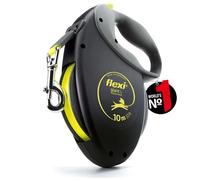 flexi® Giant Professional | Laisse rétractable à sangle de 10 m pour chiens jusqu'à 50 kg | Noir / jaune fluo | laisse à enrouleur pour chien | Poids : 860 g | Dimensions : 18 x 24 cm