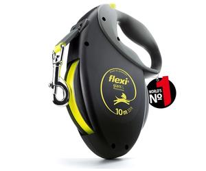 flexi® Giant Professional | Laisse rétractable à sangle de 10 m pour chiens jusqu'à 50 kg | Noir / jaune fluo | laisse à enrouleur pour chien | Poids : 860 g | Dimensions : 18 x 24 cm