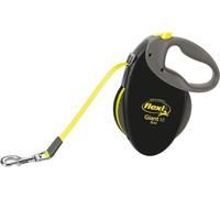 flexi® Giant S/M sangle 8 m noir, sangle jaune fluo, laisse à enrouleur pour chiens jusqu'à 25 kg