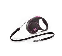 FLEXI Laisse automatique Black Design S Corde 5m Rose