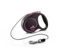 FLEXI Laisse automatique Black Design XS Corde 3m rose