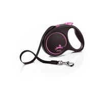 FLEXI Laisse Black Design M Sangle 5m Rose