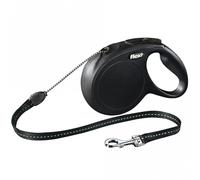 FLEXI Laisse Enrouleur New CLASSIC Corde - 8M, Jusqu'à 20Kg - Noir