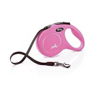 Flexi, Laisse Modèle New Classic, Version Sangle, Forme Moderne et Ergonomique, Système de Guidage perfectionné, Laisse à Enrouleur, Made in Germany, Rose, M - 5m