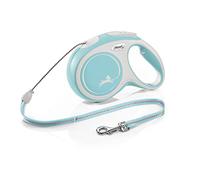 Flexi, Laisse Modèle New Comfort, Version Cordon, Sangle particulièrement résistante, Système de Guidage perfectionné, Poignée réglable pour Les Tailles M et L, Made in Germany, Bleu Clair, M - 8m
