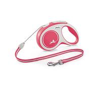 Flexi, Laisse Modèle New Comfort, Version Cordon, Sangle particulièrement résistante, Système de Guidage perfectionné, Poignée réglable pour Les Tailles M et L, Made in Germany, Rouge, S - 8m