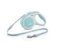Flexi, Laisse Modèle New Comfort, Version Cordon, Sangle particulièrement résistante, Système de Guidage perfectionné, Poignée réglable pour Les Tailles M et L, Made in Germany, Bleu Clair, M - 5m