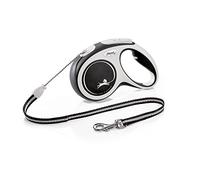 Flexi, Laisse Modèle New Comfort, Version Cordon, Sangle particulièrement résistante, Système de Guidage perfectionné, Poignée réglable pour Les Tailles M et L, Made in Germany, Noir, M - 5m