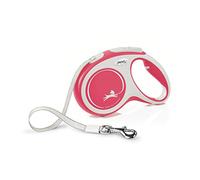 Flexi, Laisse Modèle New Comfort, Version Sangle, Sangle particulièrement résistante, Système de Guidage perfectionné, Poignée réglable pour Les Tailles M et L, Made in Germany, Rouge, M - 5m