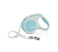 Flexi, Laisse Modèle New Comfort, Version Sangle, Sangle particulièrement résistante, Système de Guidage perfectionné, Poignée réglable pour Les Tailles M et L, Made in Germany, Bleu Clair, M - 5m