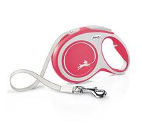 Flexi, Laisse Modèle New Comfort, Version Sangle, Sangle particulièrement résistante, Système de Guidage perfectionné, Poignée réglable pour Les Tailles M et L, Made in Germany, Rouge, L - 8m