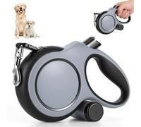 Flexi Laisse pour chien de 8 m pour grands chiens jusqu'à 50 kg, enrouleur automatique avec ouverture de sortie en forme de U, anti-morsure, ABS + métal, arrêt sûr et commande à une main, gris