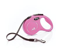 flexi Laisse rétractable Classique pour Chien (Bande), 4,9 m, Taille S, Rose
