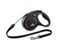 Flexi Laisse rétractable Classique pour Chien (Corde), 4,9 m, Taille M, Noire
