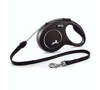flexi® Laisse rétractable Classique pour Chien (Cordon), Ergonomique, Durable et sans enchevêtrement, pour Chiens jusqu'à 11,8 kg, 7,9 m, Taille S, Noir