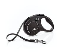 FLEXI Laisse rétractable Classique pour Petits Chiens jusqu'à 15 kg, 4,9 m, Noir, Laisse de Promenade Anti-nœuds avec Frein à Une Main, Pause, Verrouillage