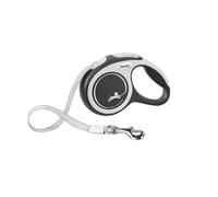 FLEXI Laisse rétractable Confortable pour Chien (Ruban), Ergonomique, Durable et sans nœuds, pour Chiens jusqu'à 11,8 kg, 3 m, Taille XS, Gris/Noir