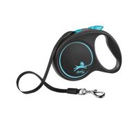 Flexi Laisse rétractable design noir bleu M - 5 m