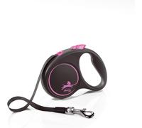 Flexi laisse rétractable design - rose/noir - taille S - 5 m
