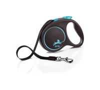 Flexi M - Laisse rétractable 5 m, noir/bleu, pour chiens jusqu'à 25 kg