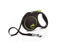 Flexi - Laisse rétractable Black Design M Sangle 5 m pour chiens jusqu'à 25 kg Noir/Vert