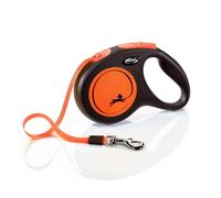 Flexi Laisse rétractable Neon M Sangle 5 m Noir/Orange néon pour chiens jusqu'à 25 kg