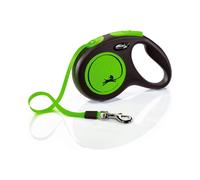 Flexi Neon M 5 m Noir/Vert néon, Laisse rétractable pour chiens jusqu'à 25 kg