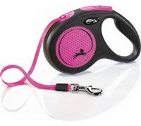 Flexi New Classic Neon Laisse à enrouleur à sangle - M / Rose