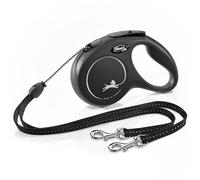 Flexi New Classic Retractable Cord Dog Leash Duo for 2 Small Dogs 16-Foot Black