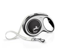 FLEXI New Comfort Laisse rétractable pour Chien (Ruban), pour Chiens jusqu'à 50 kg, 8 m, Taille L, en Nylon, Gris/Noir