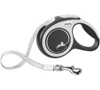 FLEXI New Comfort Laisse rétractable pour Chien (Ruban), pour Chiens jusqu'à 50 kg, 8 m, Taille L, en Nylon, Gris/Noir