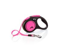 Flexi New Neon Tape Pink Small 5m Retractable Dog Leash/Lead for dogs up to 15kg
