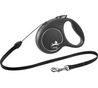 Flexi, Laisse Modèle Black Design, Version Cordon, Forme Moderne et Ergonomique, Système de Guidage perfectionné, Laisse à Enrouleur, Made in Germany, Black/Silver, S - 5m