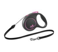 Flexi Laisse Noir Design S Corde 5m Jusqu'à 15kg Rose +Surprise gratuite pour chien